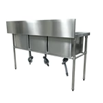 Commercial 3 Compartment Stainless Steel Sink, Free‑Standing Triple Bowl Kitchen Sink with Backsplash for Restaurant Cafe Kitchen