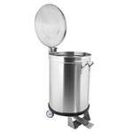 Stainless Steel Commercial Pedal Trash Can with Wheels, Round Mobile Foot Operated Waste Bin for Restaurant Kitchen
