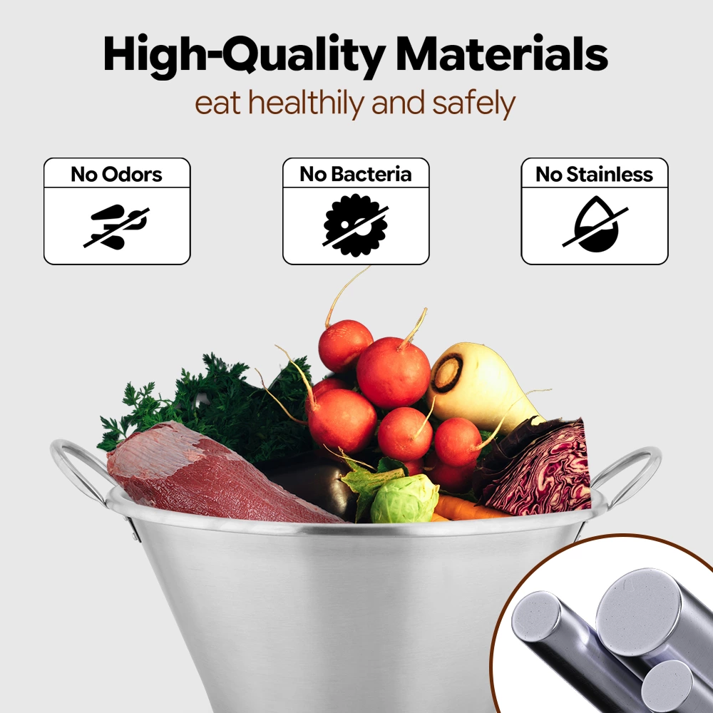 Commercial Conical Stainless Steel Stock Pot with Welded Handles, Large‑Capacity Catering Cooking Pot