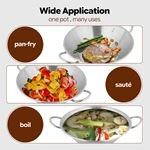 Commercial Low Profile Stainless Steel Wok Pan, Heavy‑Duty Wok for Restaurant, Canteen and Outdoor Street Vending