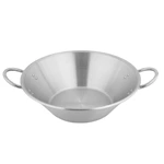 Commercial Low Profile Stainless Steel Wok Pan, Heavy‑Duty Wok for Restaurant, Canteen and Outdoor Street Vending
