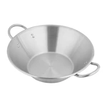 Commercial Low Profile Stainless Steel Wok Pan, Heavy‑Duty Wok for Restaurant, Canteen and Outdoor Street Vending