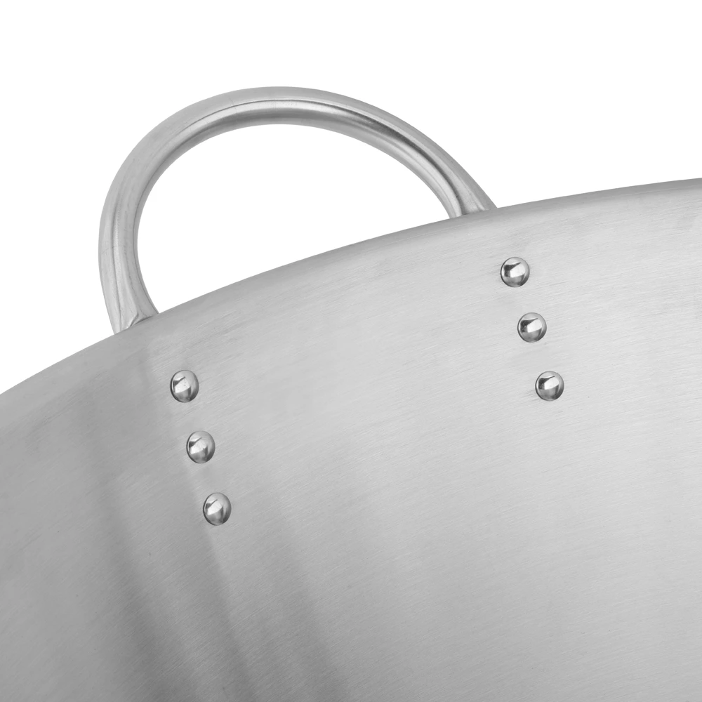 Four‑Handle Commercial Stainless Steel Wok Pan, Large‑Volume Cooking Wok for Bulk Food Preparation