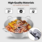 Four‑Handle Commercial Stainless Steel Wok Pan, Large‑Volume Cooking Wok for Bulk Food Preparation