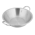 Outdoor Stainless Steel Wok with Riveted Dual‑Handles, Portable Large Stir‑Fry Pan for Camping & Commercial Street Vending