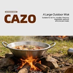 Outdoor Stainless Steel Wok with Riveted Dual‑Handles, Portable Large Stir‑Fry Pan for Camping & Commercial Street Vending