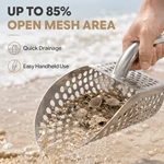 Stainless Steel Perforated Gold Prospecting Scoop, Sand Sifting Screen Scoop for River Beach Gold Panning