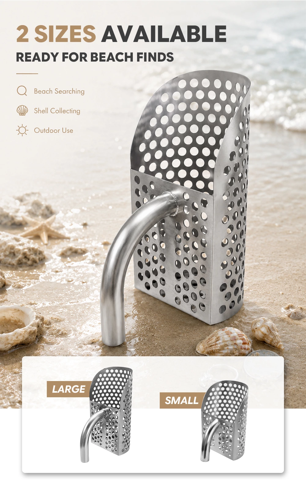 Stainless Steel Perforated Gold Prospecting Scoop, Sand Sifting Screen Scoop for River Beach Gold Panning